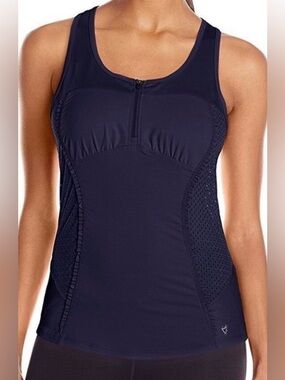 Betsey Johnson Performance Zip Front Racerback Tank Top Size Medium